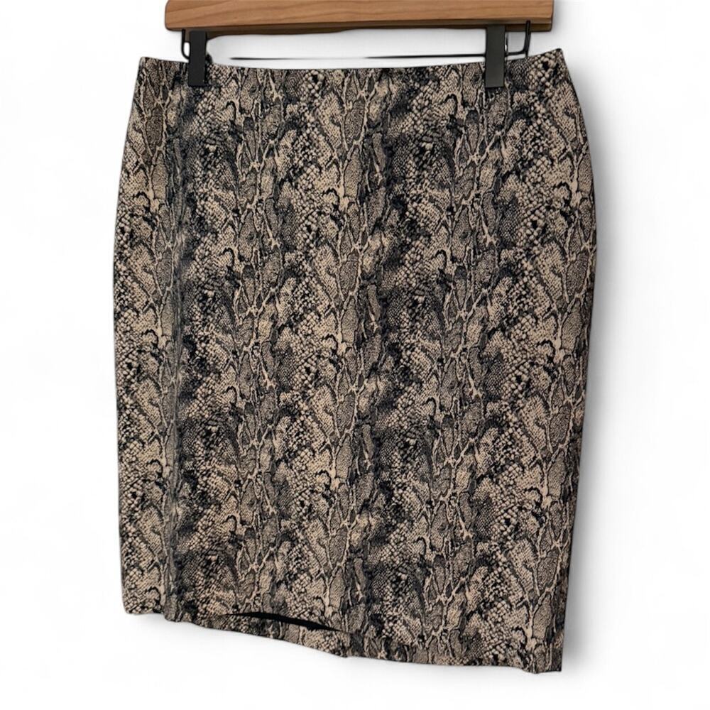 Talbots Black Beige Snakeskin Print Pencil Skirt Petite 10